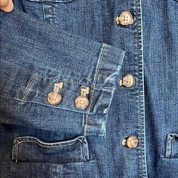 Women's XL (18) Covington stretch Denim Jacket Button Front pockets 3/4 sleeves - Picture 6 of 10